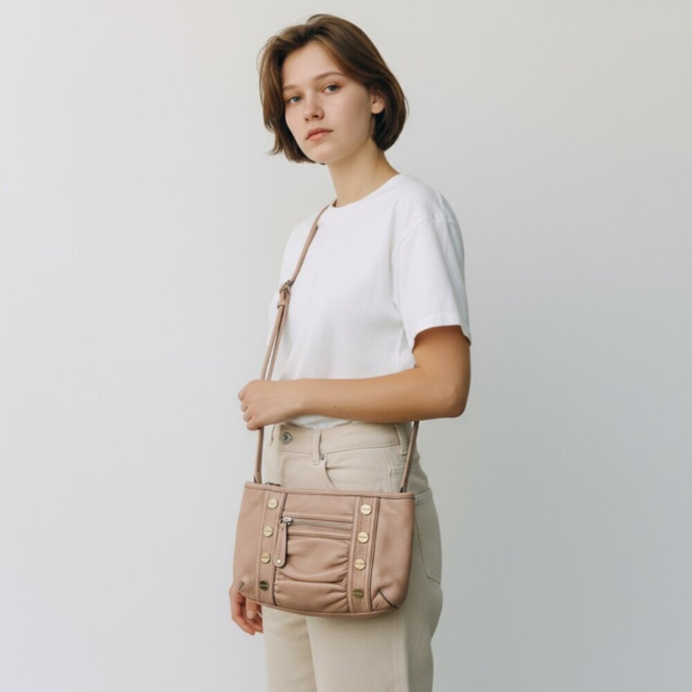 B. Makowsky Dusty Pink Leather Crossbody Bag NWT | Pale Pink Purse | MSRP $149 - Picture 7 of 7